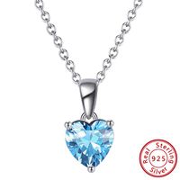 Simple Style Classic Style Heart Shape Sterling Silver Polishing Plating Inlay Zircon White Gold Plated Pendant Necklace sku image 11