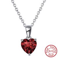Simple Style Classic Style Heart Shape Sterling Silver Polishing Plating Inlay Zircon White Gold Plated Pendant Necklace sku image 2