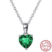 Simple Style Classic Style Heart Shape Sterling Silver Polishing Plating Inlay Zircon White Gold Plated Pendant Necklace sku image 12