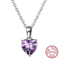 Simple Style Classic Style Heart Shape Sterling Silver Polishing Plating Inlay Zircon White Gold Plated Pendant Necklace sku image 3