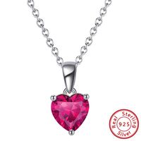 Simple Style Classic Style Heart Shape Sterling Silver Polishing Plating Inlay Zircon White Gold Plated Pendant Necklace sku image 7