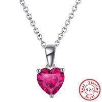 Simple Style Classic Style Heart Shape Sterling Silver Polishing Plating Inlay Zircon White Gold Plated Pendant Necklace main image 2