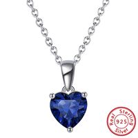 Simple Style Classic Style Heart Shape Sterling Silver Polishing Plating Inlay Zircon White Gold Plated Pendant Necklace sku image 8