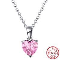 Simple Style Classic Style Heart Shape Sterling Silver Polishing Plating Inlay Zircon White Gold Plated Pendant Necklace sku image 6