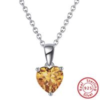 Simple Style Classic Style Heart Shape Sterling Silver Polishing Plating Inlay Zircon White Gold Plated Pendant Necklace sku image 1