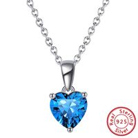 Simple Style Classic Style Heart Shape Sterling Silver Polishing Plating Inlay Zircon White Gold Plated Pendant Necklace sku image 10