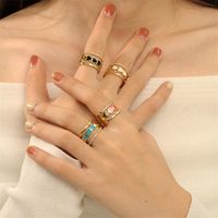 Simple Style Heart Shape Copper Enamel Plating Inlay Zircon 18k Gold Plated Open Rings main image 6