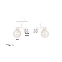1 Pair Casual Simple Style Geometric Plating Inlay Stainless Steel Pearl Zircon White Gold Plated Gold Plated Ear Studs main image 8