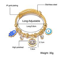 Roman Style Palm Eye Stainless Steel Inlay Artificial Gemstones Bangle main image 9