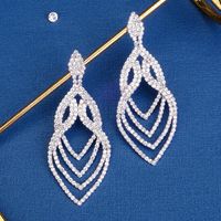 1 Pair Elegant Lady Shiny Water Droplets Tassel Rhinestone Drop Earrings main image 5