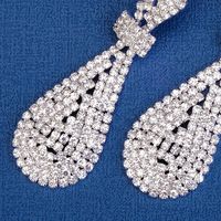 1 Pair Elegant Lady Shiny Water Droplets Tassel Rhinestone Drop Earrings main image 3