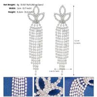 1 Pair Elegant Lady Shiny Water Droplets Tassel Rhinestone Drop Earrings sku image 1
