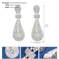 1 Pair Elegant Lady Shiny Water Droplets Tassel Rhinestone Drop Earrings sku image 4