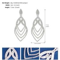 1 Pair Elegant Lady Shiny Water Droplets Tassel Rhinestone Drop Earrings sku image 6