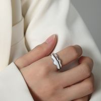 Simple Style Mountain Titanium Steel Enamel Plating 18k Gold Plated Open Rings sku image 7