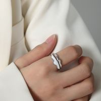 Simple Style Mountain Titanium Steel Enamel Plating 18k Gold Plated Open Rings main image 7