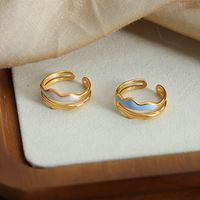 Simple Style Mountain Titanium Steel Enamel Plating 18k Gold Plated Open Rings main image 3