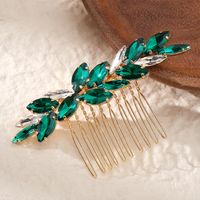 Elegant Retro Leaf Rhinestone Insert Comb main image 3