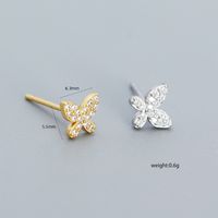 1 Paire Style Simple Papillon Argent Sterling Placage Incruster Boucles D'oreilles main image 6