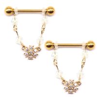 Modern Style Geometric Resin Gravel Copper Plating White Gold Plated Gold Plated Nipple Ring main image 2