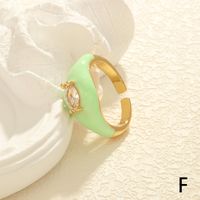 Süss Pferdeauge Kupfer Emaille Überzug Inlay Zirkon 18 Karat Vergoldet Offener Ring sku image 6