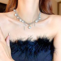 Elegant Solid Color Copper Alloy Plating Inlay Artificial Pearls Zircon White Gold Plated Women's Necklace main image 6