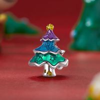 Casual Christmas Tree Sterling Silver Enamel Plating White Gold Plated Christmas Jewelry Accessories main image 1