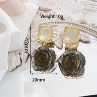 1 Pair Vintage Style Flower Plating Inlay Alloy Resin Glass Gold Plated Drop Earrings sku image 1