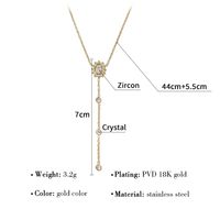 Ig Style French Style Commute Geometric Flower Stainless Steel Titanium Steel Plating Inlay Zircon 18k Gold Plated Necklace main image 7