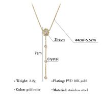 Style Ig À La Française Commuer Géométrique Fleur Acier Inoxydable Acier Au Titane Placage Incruster Zircon Plaqué Or 18k Collier main image 7