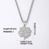 Hip-Hop Retro Four Leaf Clover 304 Stainless Steel Copper Plating Inlay Rhinestones Zircon K Gold Plated Rhodium Plated Unisex Pendant Necklace sku image 1