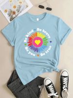 Women's T-shirt Short Sleeve T-shirts Printing Casual Sunflower Letter Heart Shape main image 2