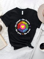 Women's T-shirt Short Sleeve T-shirts Printing Casual Sunflower Letter Heart Shape main image 4