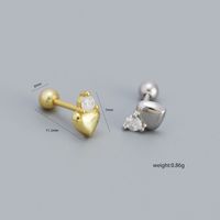 Simple Style Heart Shape Sterling Silver Ear Studs Plating Metal Rhinestone 925 Silver Earrings main image 5