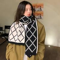 Women's Elegant Sweet Argyle Knit Scarf sku image 1