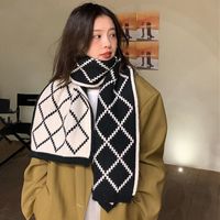 Women's Elegant Sweet Argyle Knit Scarf main image 4