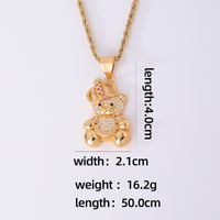 IG Style Hip-Hop Little Bear Crown 304 Stainless Steel Copper Plating Inlay Rhinestones Zircon Unisex Pendant Necklace sku image 1