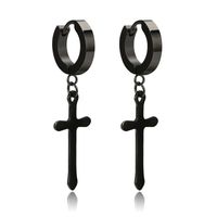 1 Pair Simple Style Cross Plating Titanium Steel Drop Earrings sku image 3