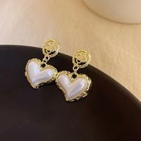 1 Pair Vintage Style Heart Shape Plating Inlay Alloy Artificial Pearls Drop Earrings main image 3