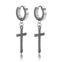 1 Pair Simple Style Cross Plating Titanium Steel Drop Earrings sku image 1
