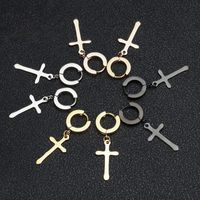 1 Pair Simple Style Cross Plating Titanium Steel Drop Earrings main image 1
