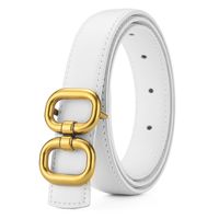 Basic Round Alloy Leather Patchwork Women's Leather Belts sku image 11