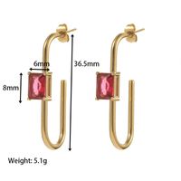 1 Pair Classic Style Geometric Plating Inlay Stainless Steel Zircon 14k Gold Plated Earrings main image 6