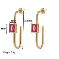 1 Pair Classic Style Geometric Plating Inlay Stainless Steel Zircon 14k Gold Plated Earrings sku image 4