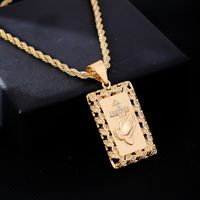 Ig Style Hip-hop Cross Gesture Stainless Steel Titanium Steel Plating Inlay Rhinestones Zircon Gold Plated Unisex Pendant Necklace main image 6