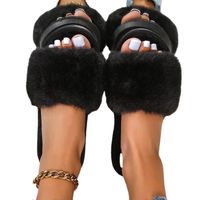 Women's Casual Solid Color Round Toe Slides Slippers Plush Slippers main image 3
