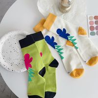 Femmes Décontractée Fleur Coton Crew Socks Une Paire main image 3