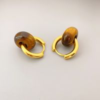 Retro Geometric Copper Earrings 1 Pair sku image 1