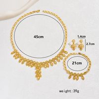 Glam Simple Style Leaf Copper Plating Hollow Out 18k Gold Plated Jewelry Set main image 9