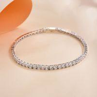 Casual Solid Color Sterling Silver Plating Inlay Zircon Silver Plated Tennis Bracelet sku image 1